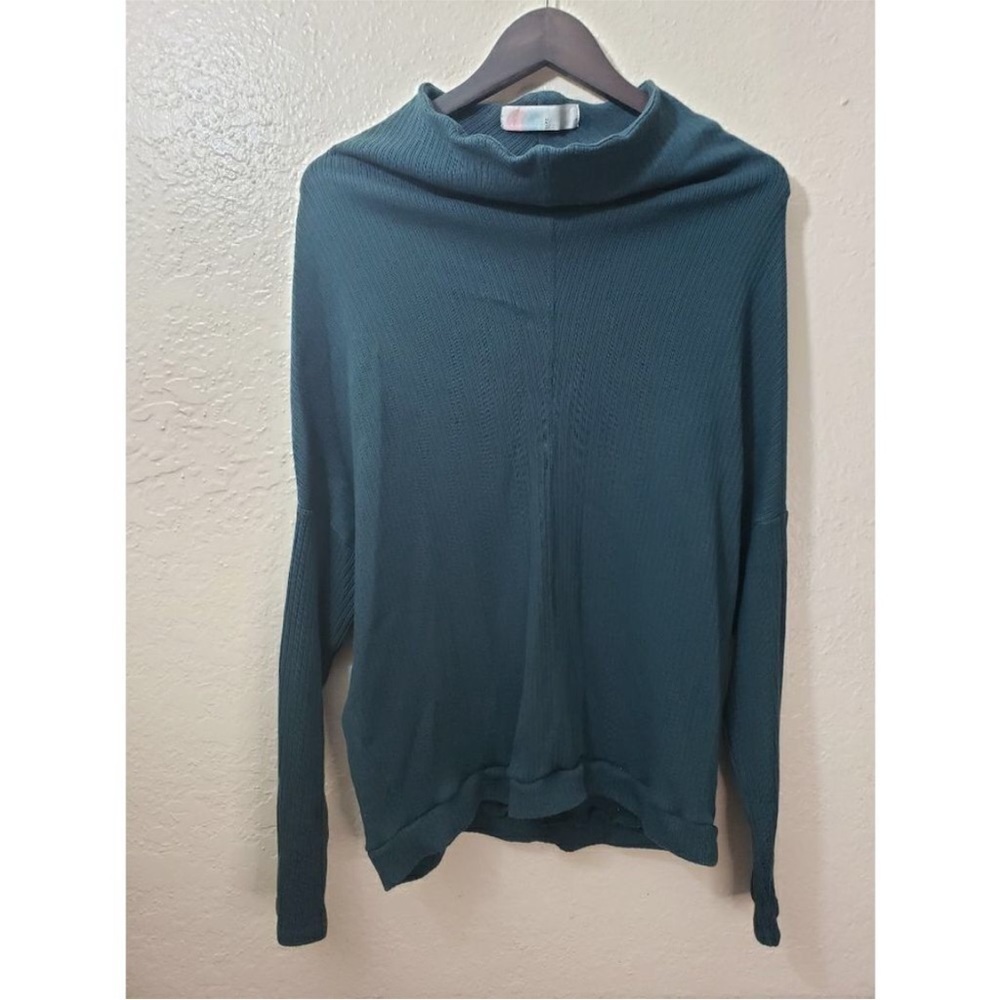 NWT Free People Beach Ribbed Teal Mock Neck sweater small long sleeve
